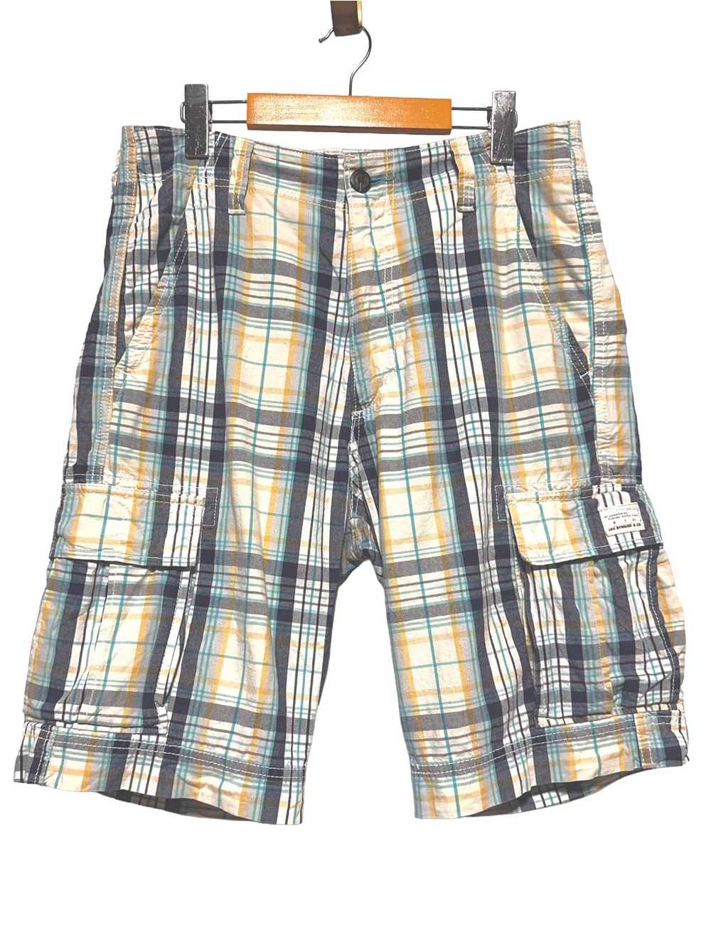 Levi’s Plaid Cargo Shorts W31 Y2K Skater Utility Grunge Baggy Cotton Mens 2000s